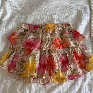 LoveShackFancy Floral Mini Skirt - Pink, Yellow, Orange
